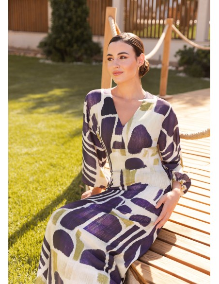 Robe midi à coupe empire et manches bouffantes