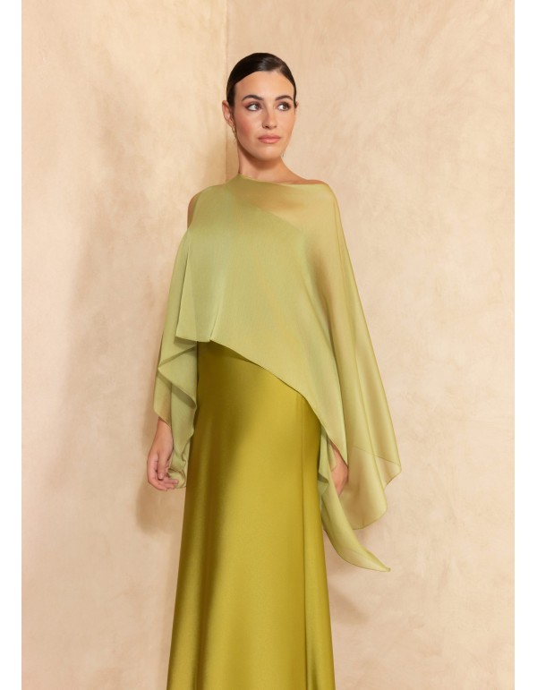 Robe midi en satin de crêpe avec encolure asymétrique 2