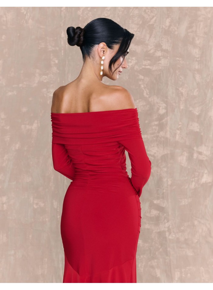 Robe d'invité longue avec encolure bateau et...