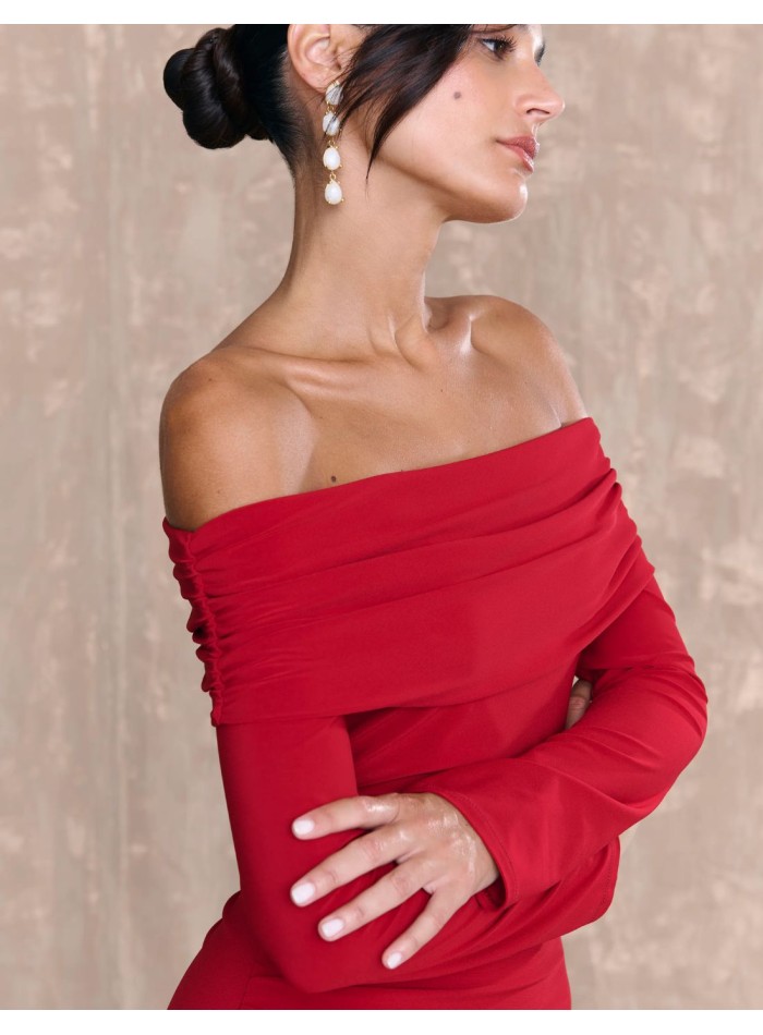 Robe d'invité longue avec encolure bateau et...