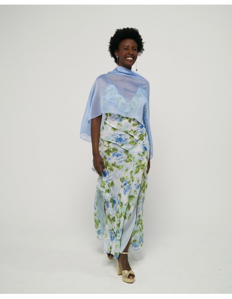 Short chiffon cape for wedding guests in light blue