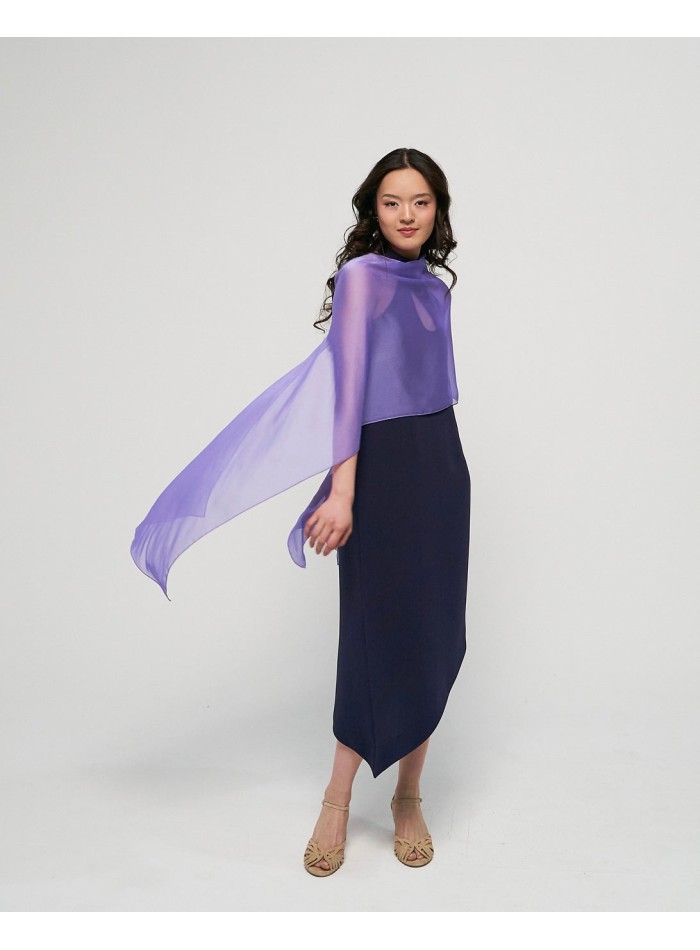 Long chiffon cape in long lavender color