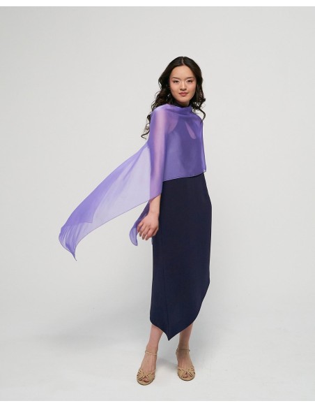 Long chiffon cape for wedding guests in lavender