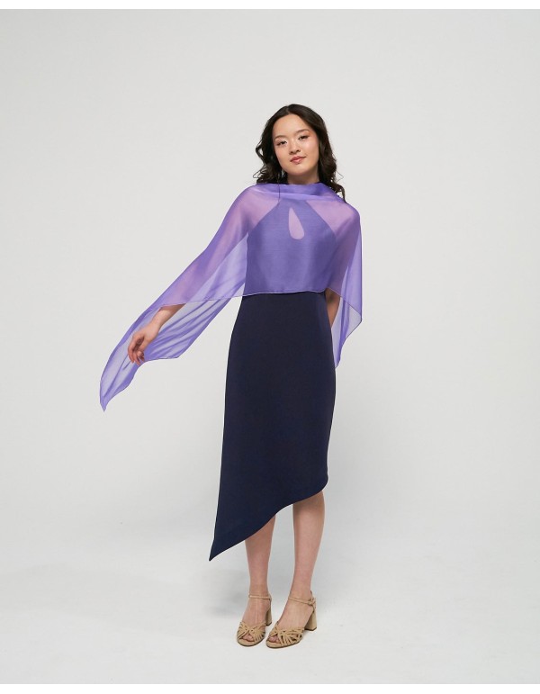 Long chiffon cape for wedding guests in lavender 2