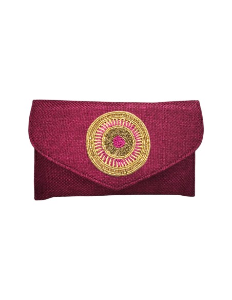 Cartera de yute con detalle de broche Cartera de yute con detalle de broche