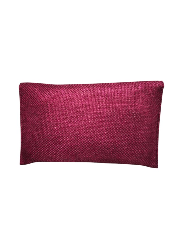 Cartera de yute con detalle de broche color vino