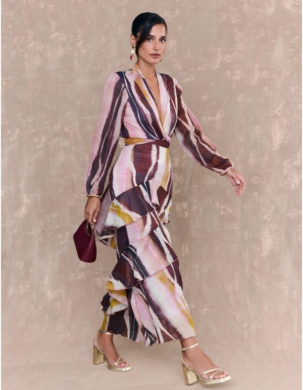 Chiffon midi skirt with multicolor print 2