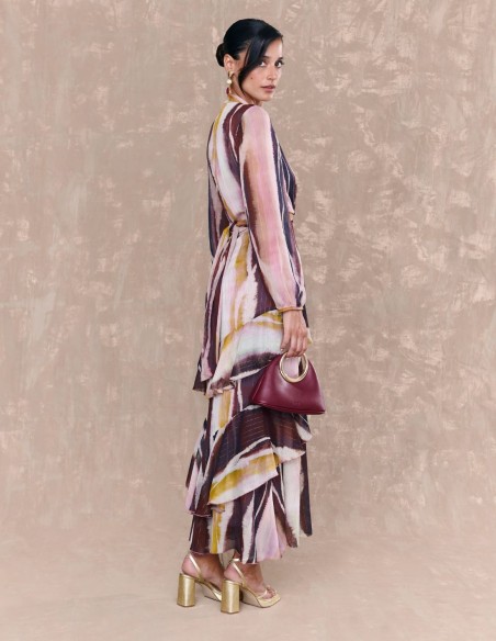 Chiffon midi skirt with multicolor print