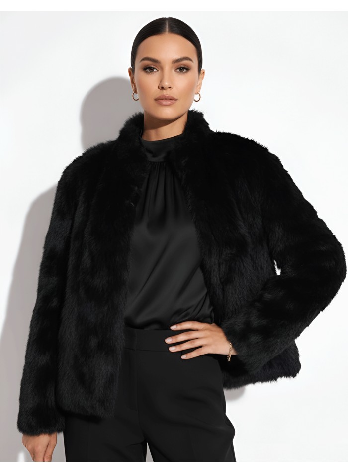 Long pile natural fur jacket