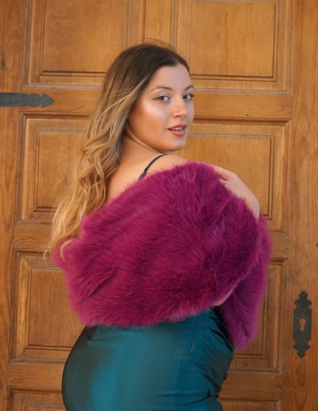 Long synthetic fur wrap for wedding guests - various colors