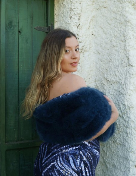 Long synthetic fur wrap for wedding guests - various colors