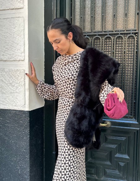 Estola de pelo largo sintético - varios colores - negro Estola de pelo largo sintético - varios colores - negro