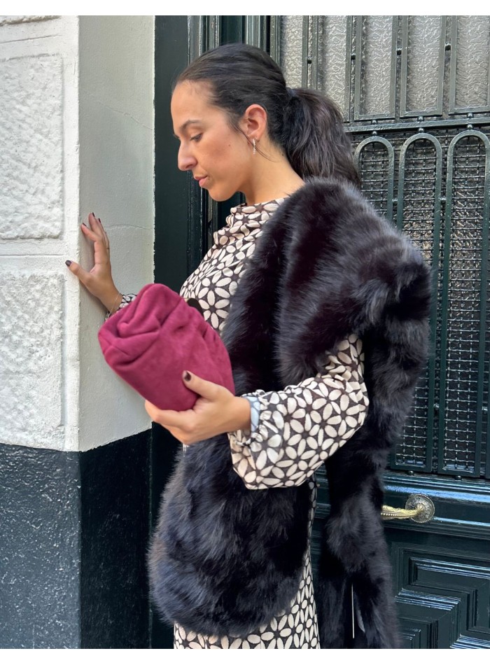 Long synthetic fur wrap for wedding guests -...