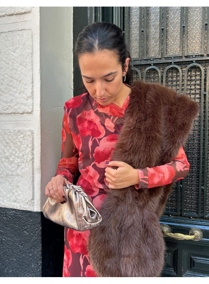 Estola de pelo largo sintético en marron