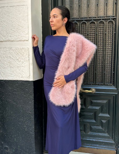 Long synthetic fur wrap for wedding guests - various colors