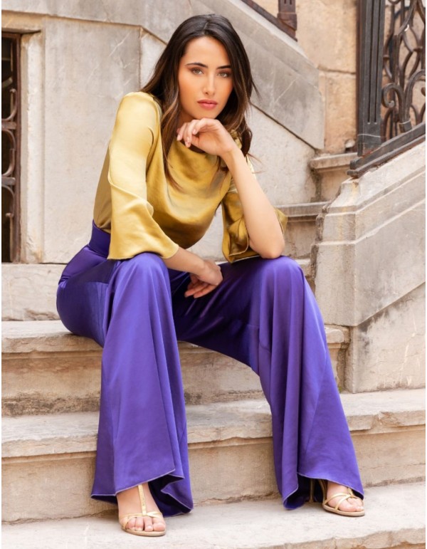 Satin blouse and pants party set 2