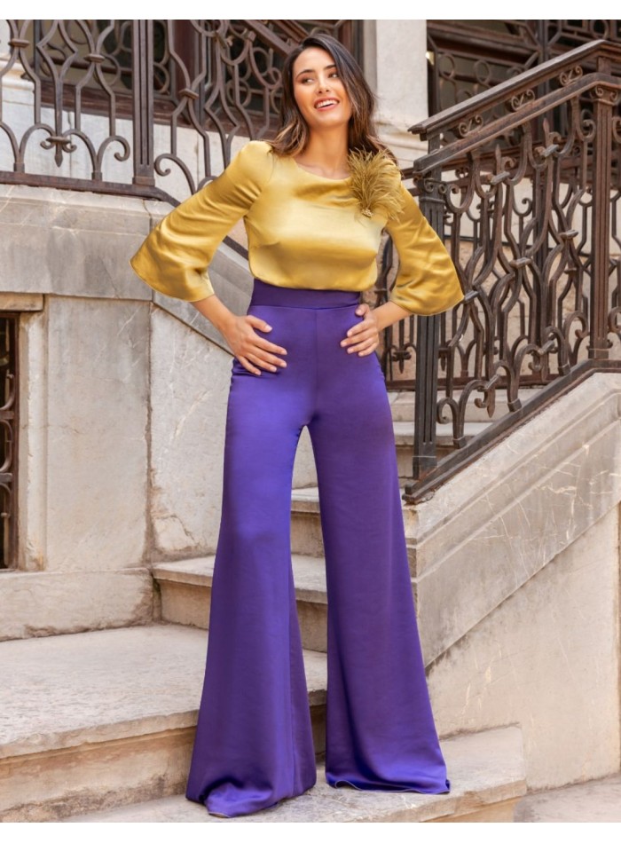 Satin blouse and pants party set