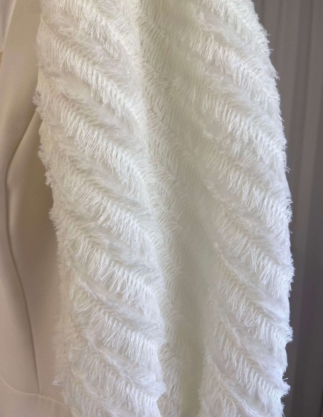 Ivory midi dress with puffed sleeves