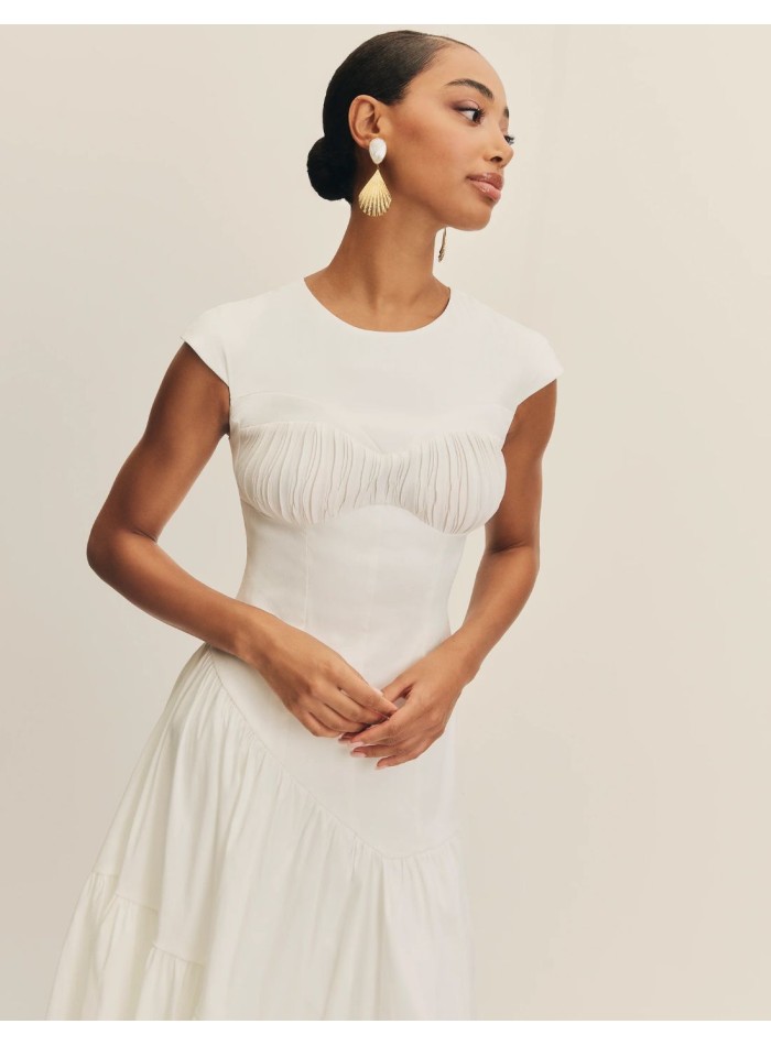 Robe de mariée midi en taffetas avec taille...