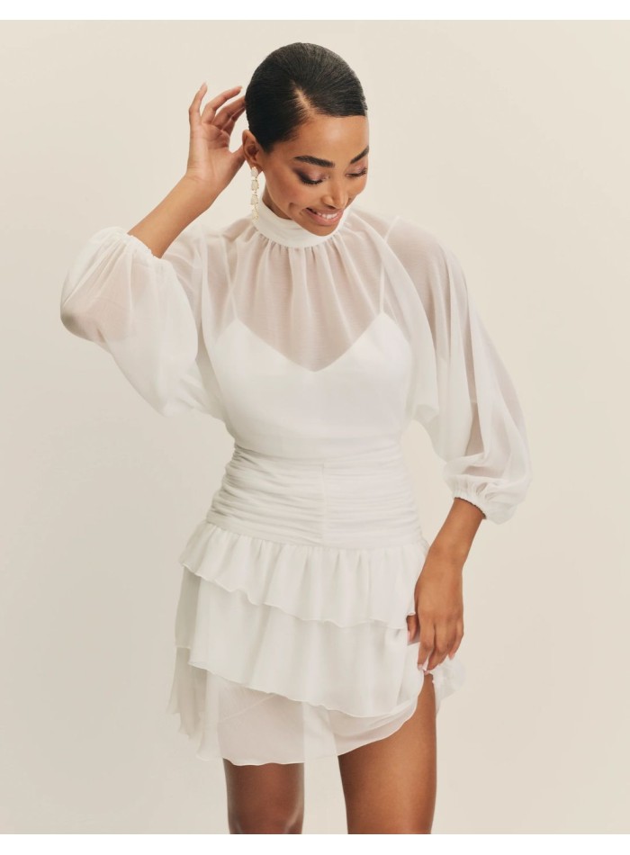 Short wedding dress in chiffon with halter...