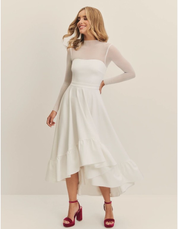 Robe de mariée midi avec encolure en cœur et jupe... 2