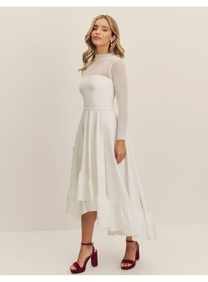 Vestido de novia midi con escote corazón y...