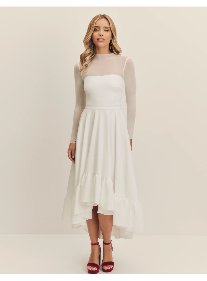 Midi wedding dress with sweetheart neckline and...