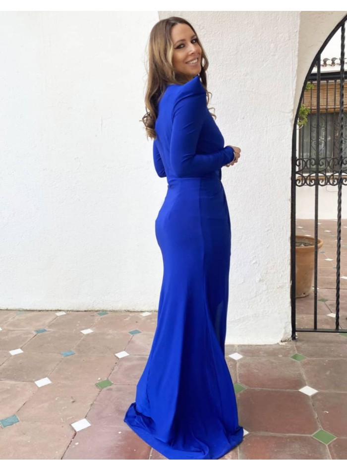 Robe longue en maille avec épaulettes et...