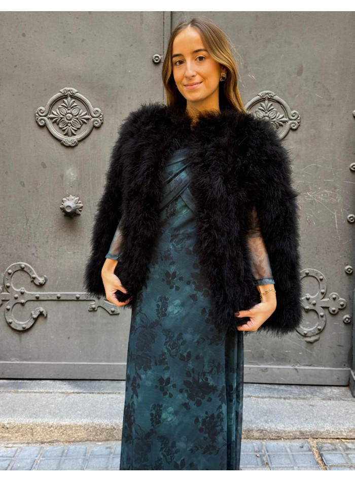 Black ostrich feather guest cape