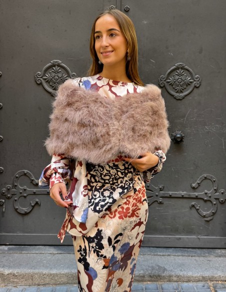 Étole d'invité en plumes d'autruche beige