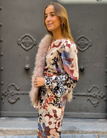 Étole d'invité en plumes d'autruche beige