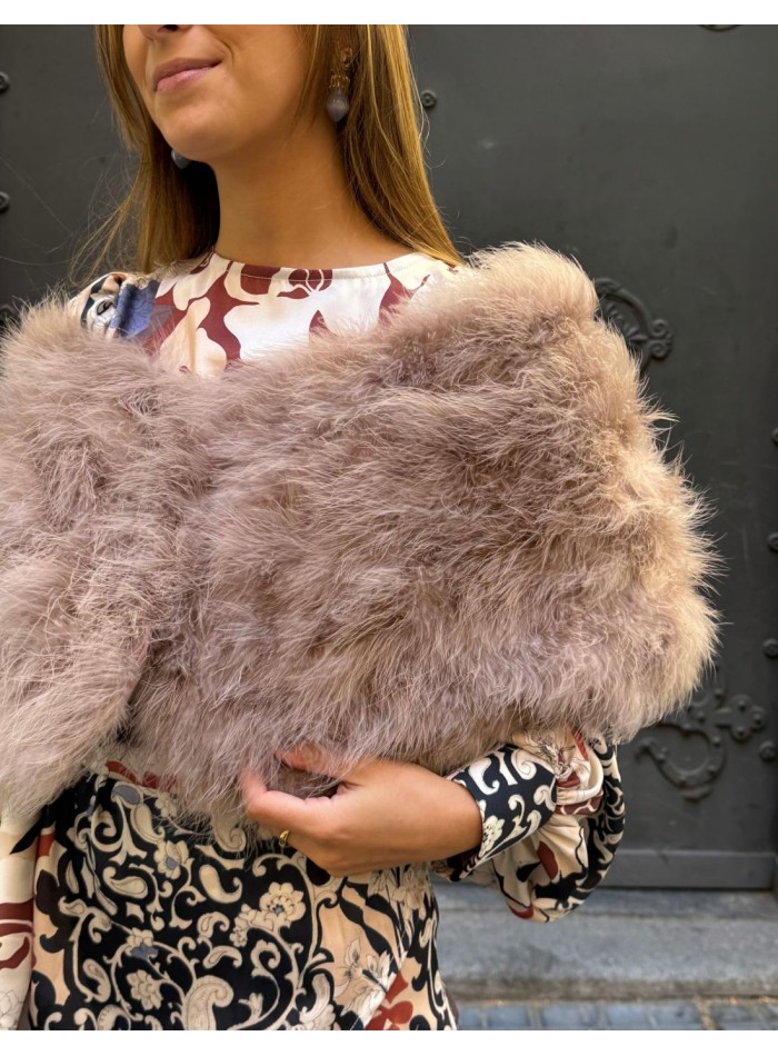 Estola de invitada de pluma de avestruz beige