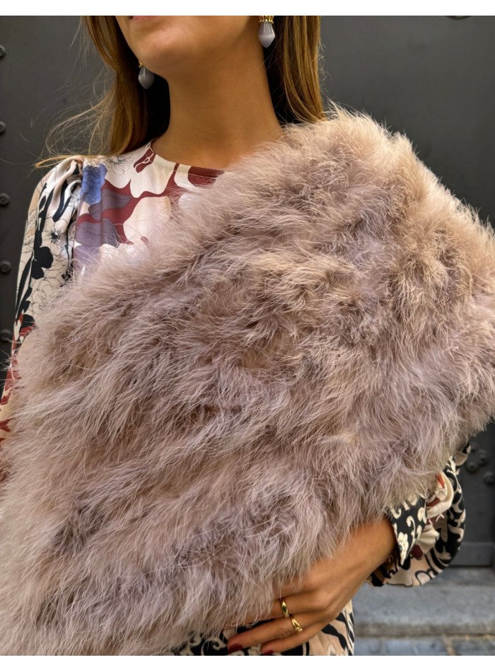 Étole d'invité en plumes d'autruche beige