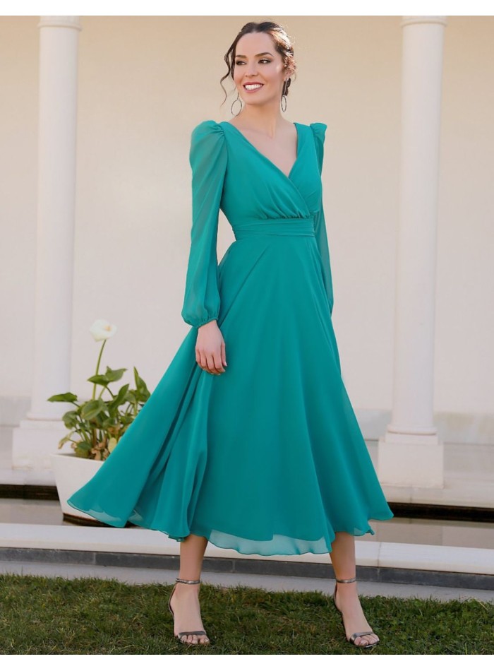 Robe midi à manches longues et dos ouvert