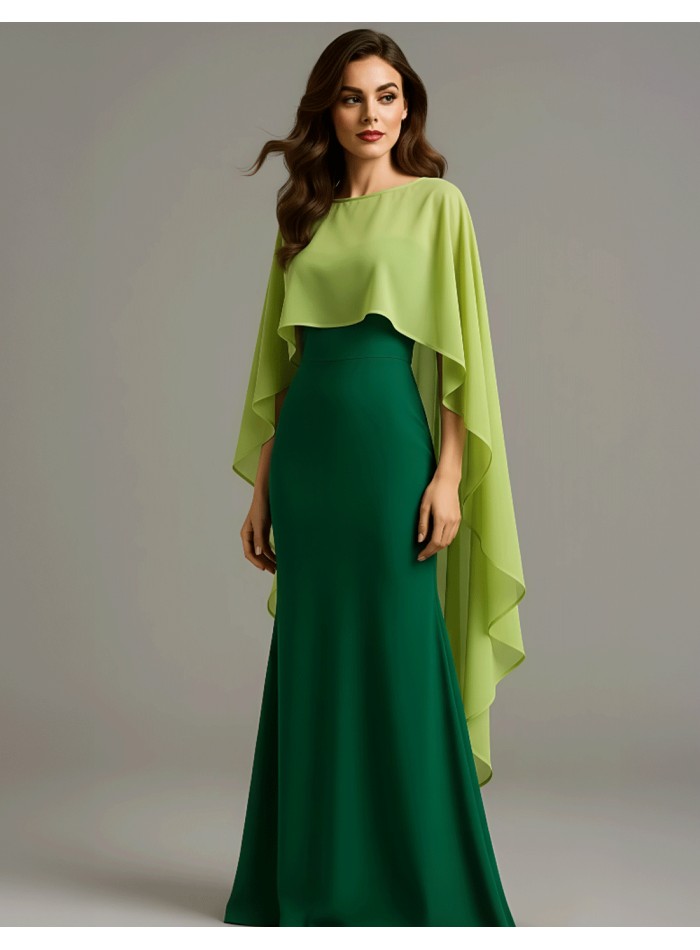 Asymmetrical multiposition chiffon guest cape