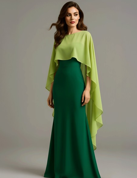 Asymmetrical multiposition chiffon guest cape