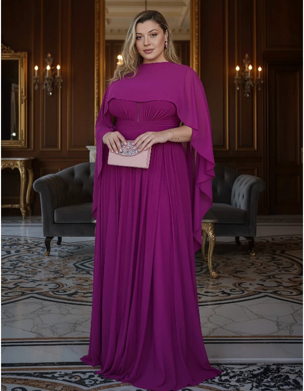 Asymmetrical multiposition chiffon guest cape