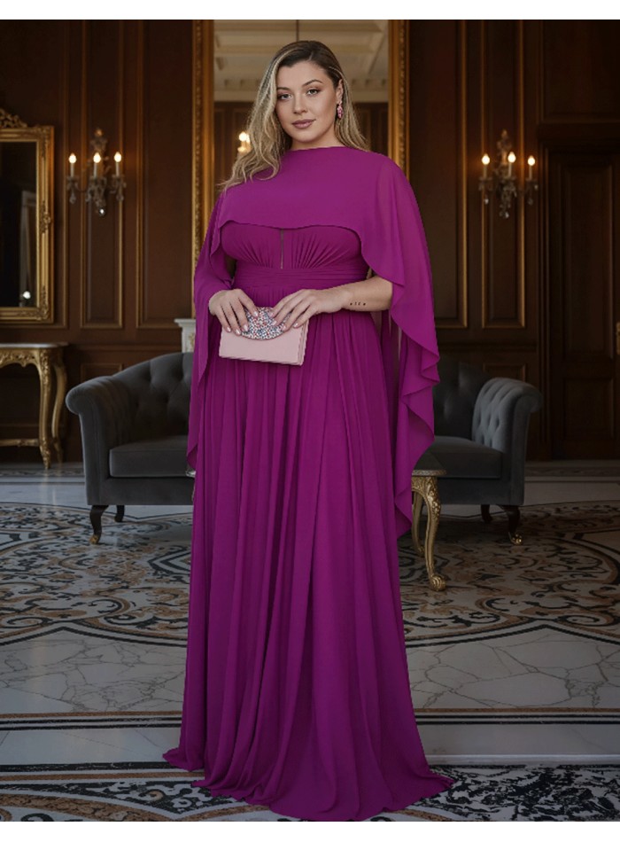 Asymmetrical multiposition chiffon guest cape