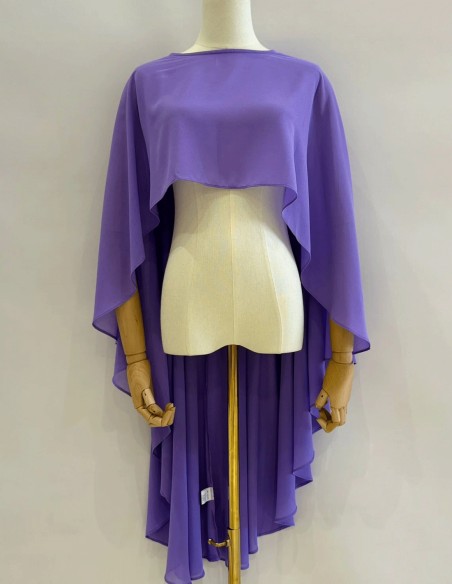 Asymmetrical multiposition chiffon guest cape