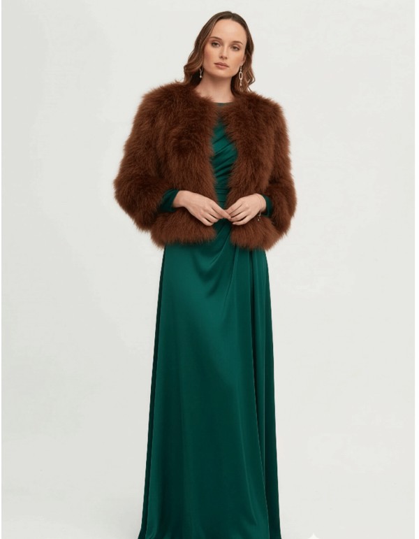 Brown ostrich feather jacket for guests 2
