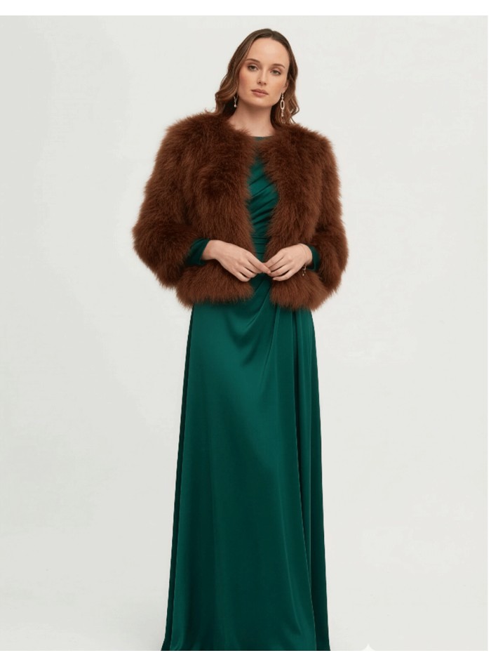 Brown ostrich feather jacket for guests