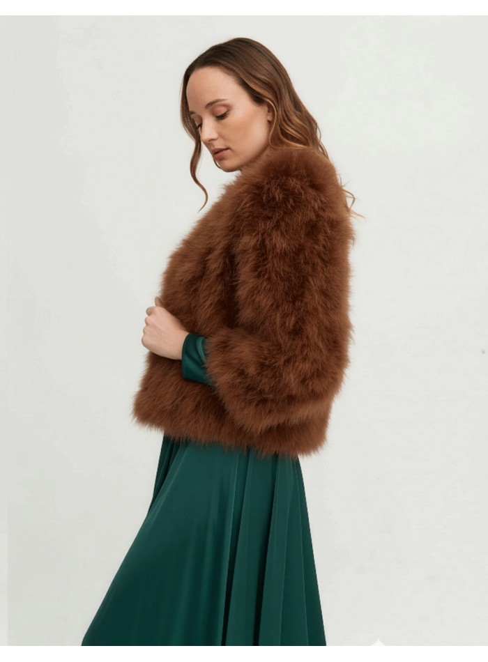 Brown ostrich feather jacket for guests
