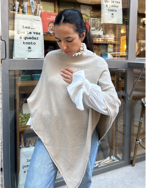 Beige poncho for wedding guests