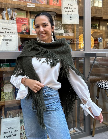 Poncho à franges pour invitée vert
