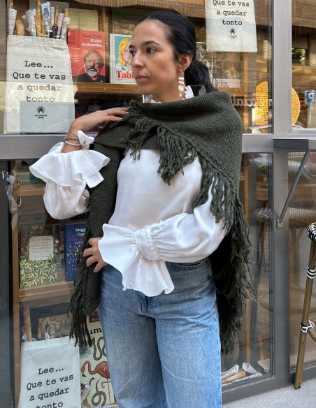 Poncho à franges pour invitée vert