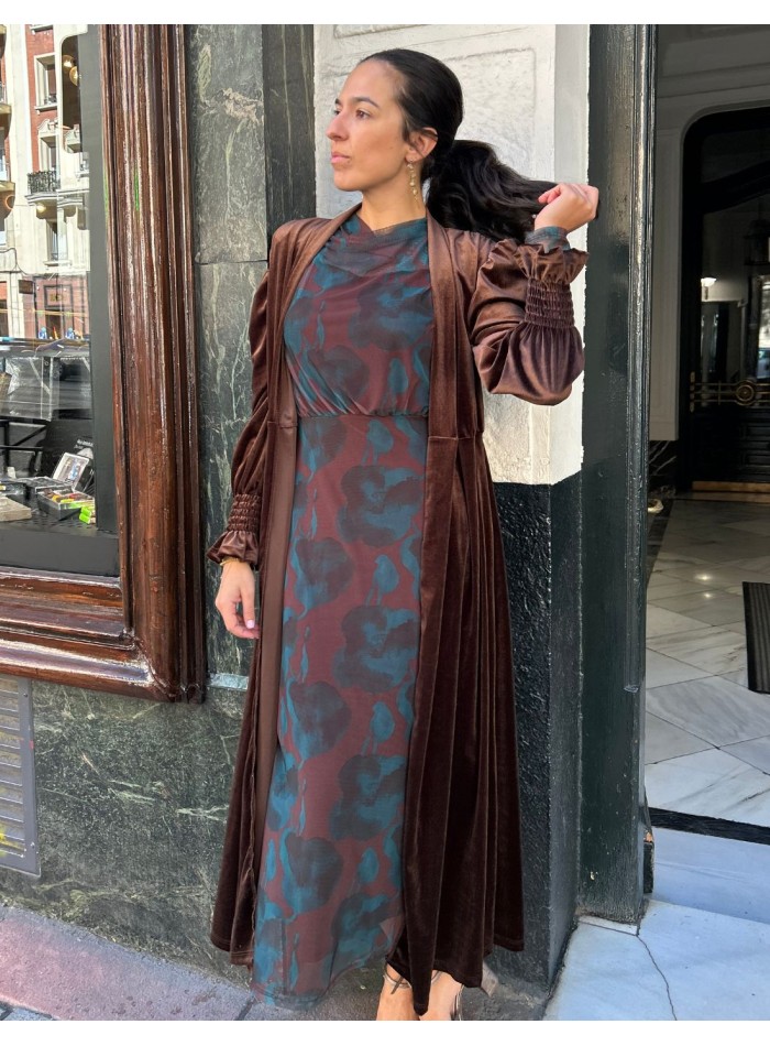 Kimono d'invité en velours marron
