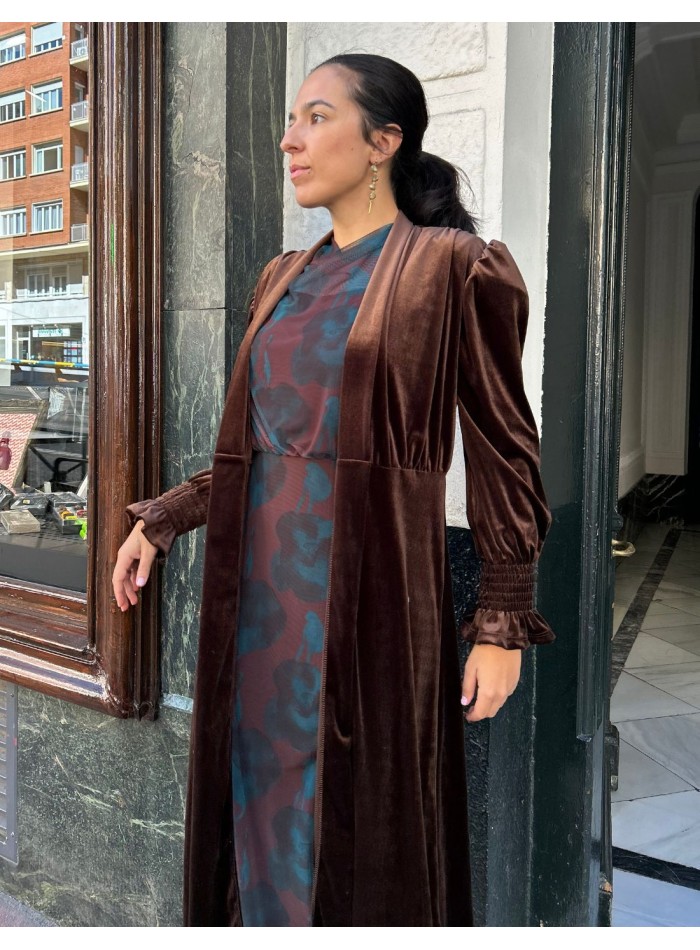 Kimono d'invité en velours marron