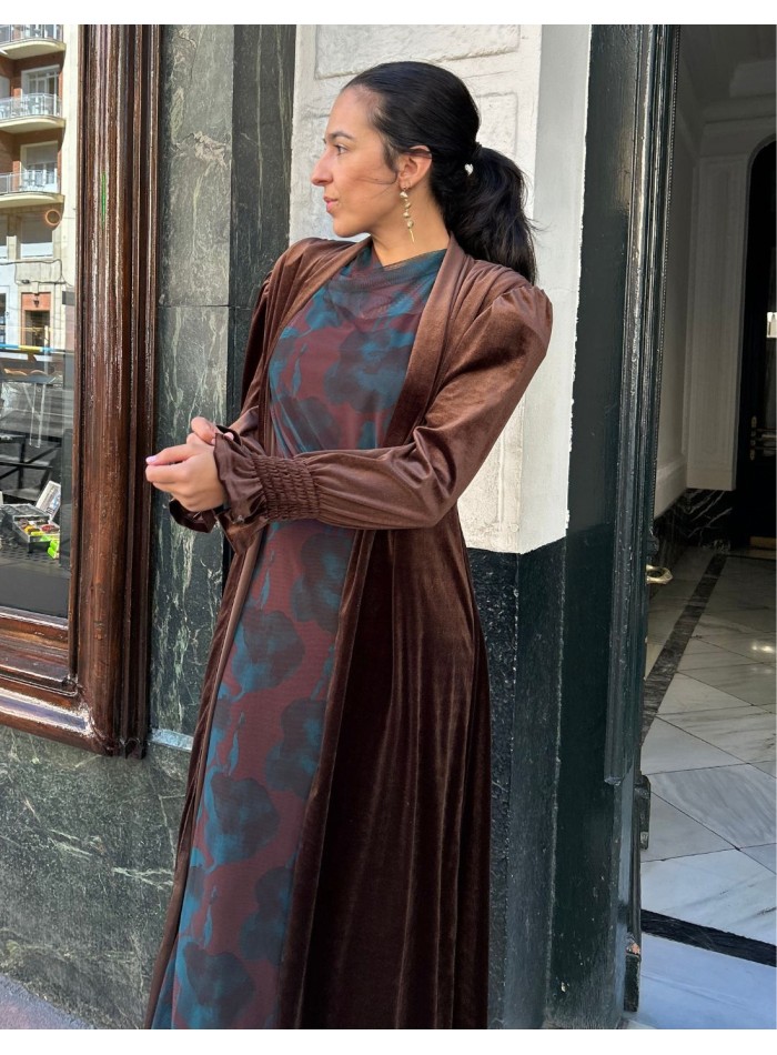 Brown velvet guest kimono