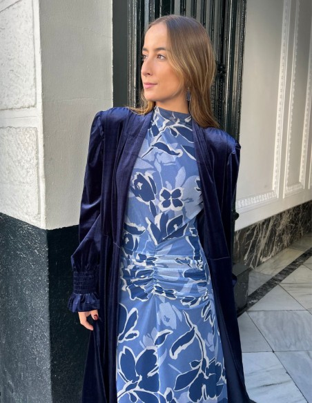 Kimono d'invité en velours marine