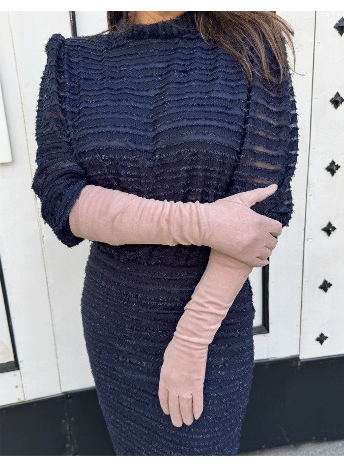 Pink suede gloves